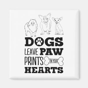 Hunde Blätter Paw Prints auf Ihrem Herzen Niedlich Magnet