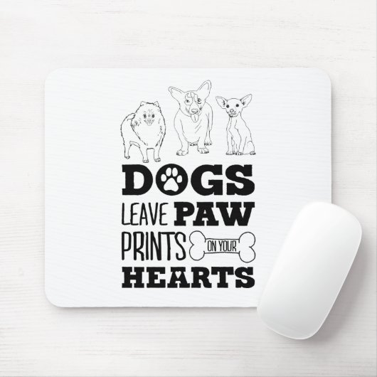 Hunde Blätter Paw Prints auf Ihrem Herzen Niedlich Mousepad (Mit Mouse)
