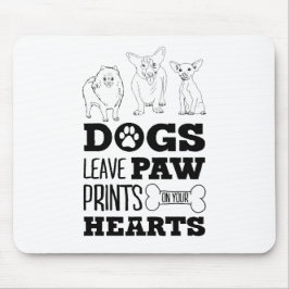 Hunde Blätter Paw Prints auf Ihrem Herzen Niedlich Mousepad