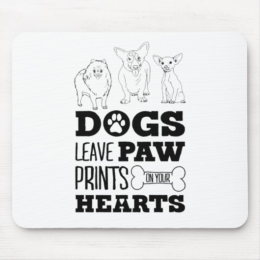 Hunde Blätter Paw Prints auf Ihrem Herzen Niedlich Mousepad (Vorne)