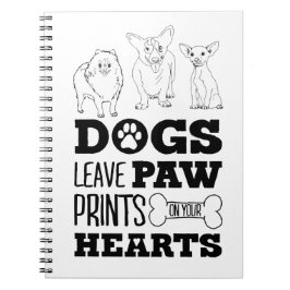 Hunde Blätter Paw Prints auf Ihrem Herzen Niedlich Notizblock