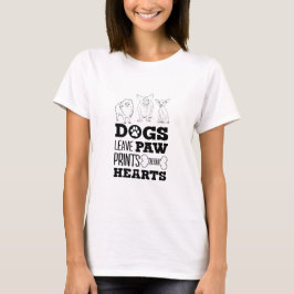 Hunde Blätter Paw Prints auf Ihrem Herzen Niedlich T-Shirt