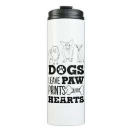 Hunde Blätter Paw Prints auf Ihrem Herzen Niedlich Thermosbecher