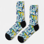 Hunde blau gelb socken (Linkes Detail)