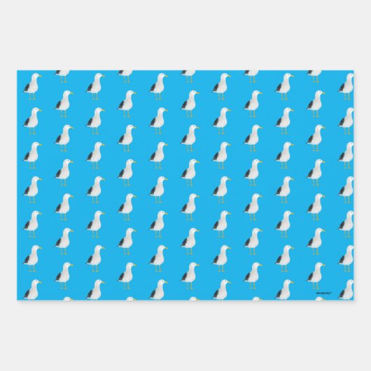 Hunde, Blume, Möwen, Kariertes Set von 3 Geschenkg Geschenkpapier Set (Vorderseite 3)