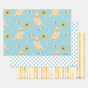 Hunde, Blume, Möwen Set mit 3 Geschenkpapier