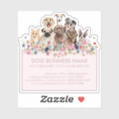 Hunde Blume Rosa Rechteck Aufkleber (Blatt)