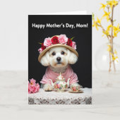 Hunde-Blumen-Muttertags-Teeparty-Karte Karte (Gelbe Blume)