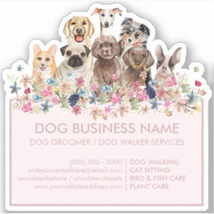 Hunde Blumen Rosa Rosa Rechteckrahmen Aufkleber