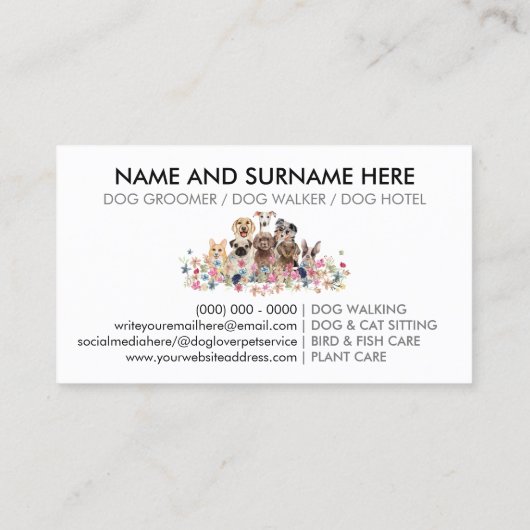 Hunde Boho Chic Ernennung Visitenkarte (Rückseite)