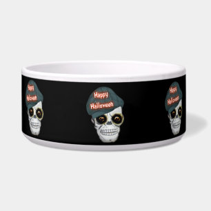 Hunde Bowl Skeleton Head Happy Halloween Napf