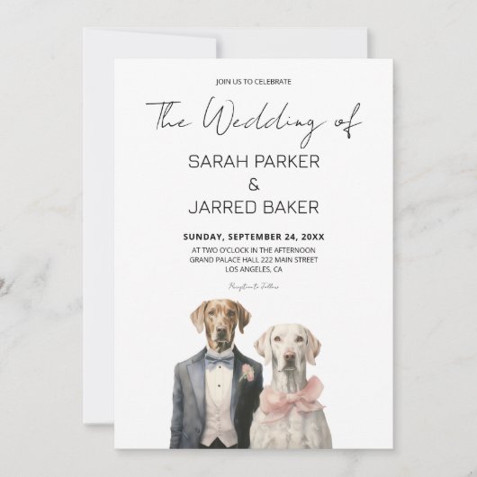 Hunde Braut & Groom Hochzeit Einladung (Vorderseite)
