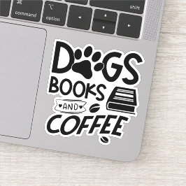 Hunde Bücher Coffee Typografy Bookwortziffer Aufkleber
