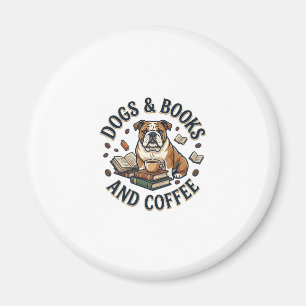 Hunde Bücher Kaffee Bulldogge Stapel Tasse_1 Magnet