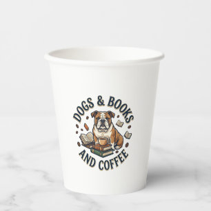 Hunde Bücher Kaffee Bulldogge Stapel Tasse_1 Pappbecher