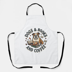 Hunde Bücher Kaffee Bulldogge Stapel Tasse_1 Schürze
