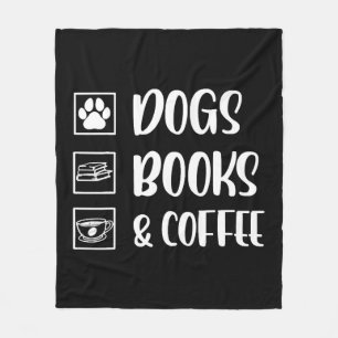 Hunde Bücher Kaffee Funny Dog Fleecedecke