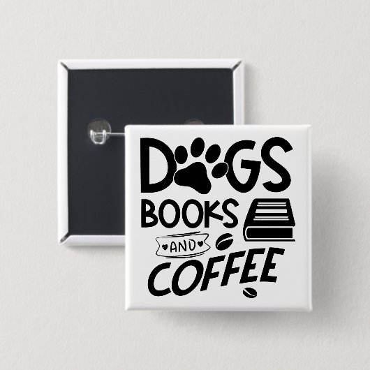 Hunde Bücher Kaffeetypografie Bookworm Sprichwort Button (Vorne & Hinten)