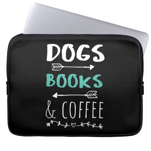 Hunde Bücher Kaffeewochenende Tiervorrat Laptopschutzhülle (Vorderseite)