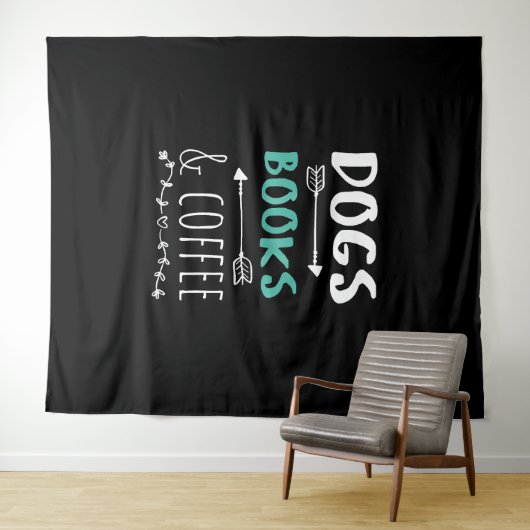 Hunde Bücher Kaffeewochenende Tiervorrat Wandteppich (Beispiel (Horizontal))