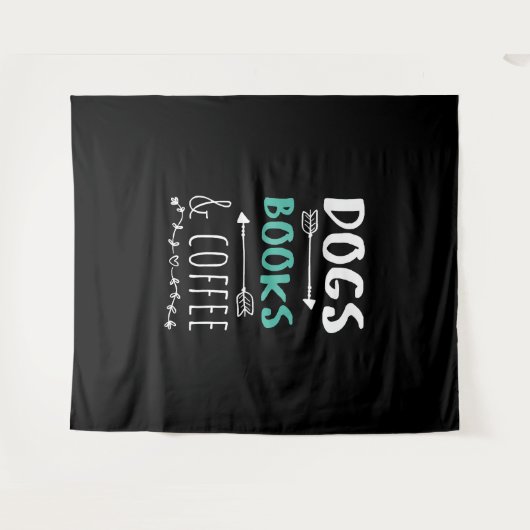 Hunde Bücher Kaffeewochenende Tiervorrat Wandteppich (Vorderseite (Horizontal))