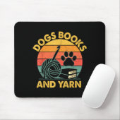Hunde Bücher und Garn lustiges Häkeln Retro Mousepad (Mit Mouse)