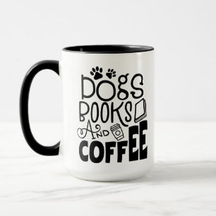 Hunde, Bücher und Kaffee Tasse