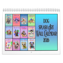 Hunde-Bunte-Splash-Art-Wandkalender 2026