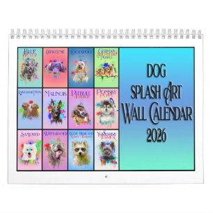 Hunde-Bunte-Splash-Art-Wandkalender 2026 Kalender