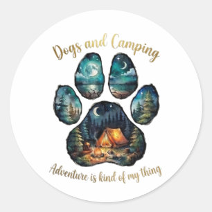 Hunde-Camping-Pfotenabdruck für Hundeliebhaber Runder Aufkleber