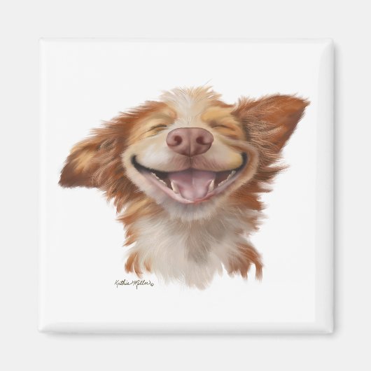 Hunde-Cartoon mit großem Grinsen Magnet (Vorne)