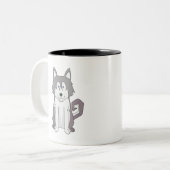 Hunde Cartoon Phantastisch Sibirischer Husky Zweifarbige Tasse (Vorderseite Links)