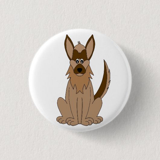 Hunde Cartoon Phantastischer deutscher Schäferhund Button (Vorderseite)