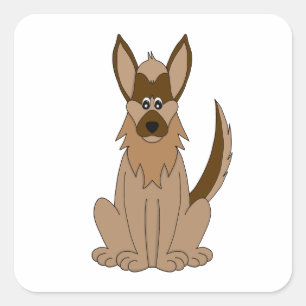 Hunde Cartoon Phantastischer deutscher Schäferhund Quadratischer Aufkleber