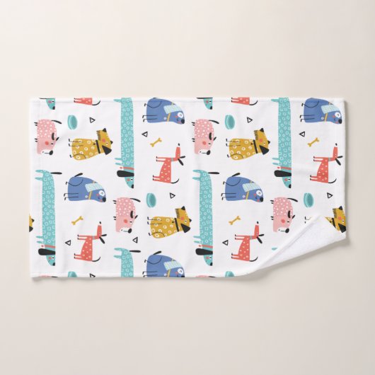 Hunde Cartoon Style Badhandtuch Set (Handtuch)