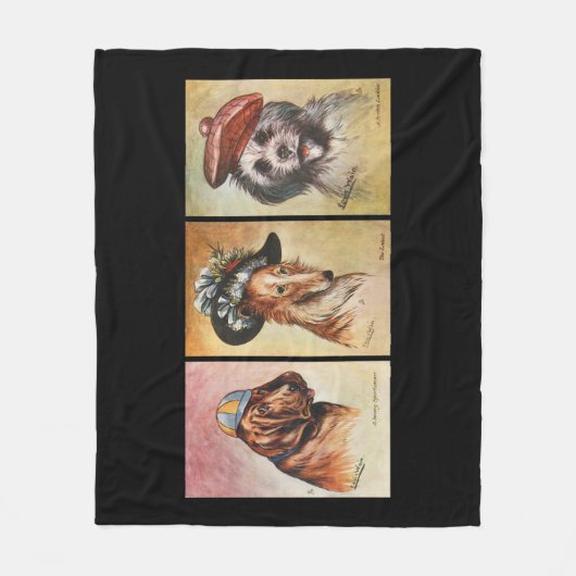 Hunde, Cartoon-Triptychon Fleecedecke (Vorderseite)