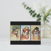 Hunde, Cartoon-Triptychon Postkarte (Stehend Vorderseite)