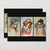 Hunde, Cartoon-Triptychon Postkarte (Vorne/Hinten)