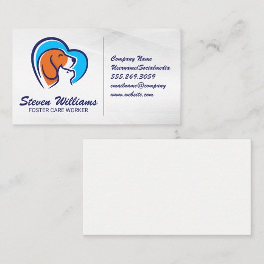 Hunde-Cat-Herz-Logo | Tierdienste Visitenkarte (Vorne/Hinten)