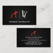 Hunde-Cat-Logo | Groomer | Hintergrund des Schwarz Visitenkarte (Vorne/Hinten)