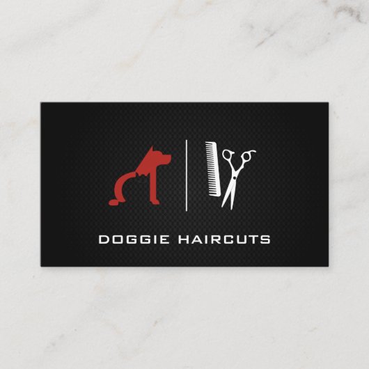 Hunde-Cat-Logo | Groomer | Hintergrund des Schwarz Visitenkarte (Vorderseite)