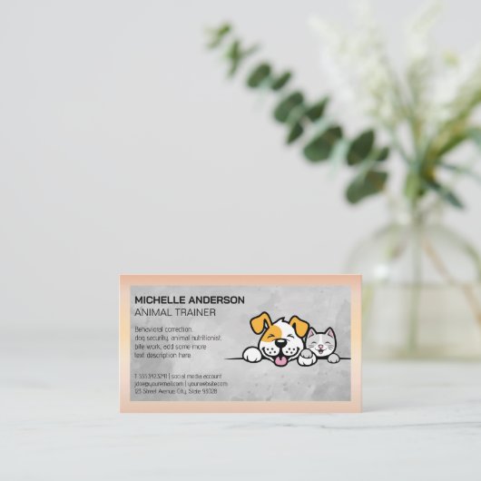 Hunde-Cat-Logo | Tierpflege Visitenkarte (Stehend Vorderseite)