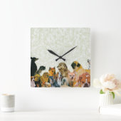 Hunde-Collage Quadratische Wanduhr (Zuhause)