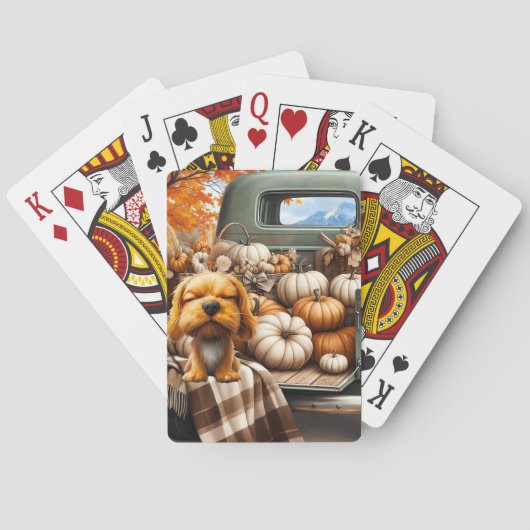 Hunde-Comic-Herbst-Themenspielkarten Spielkarten (Rückseite)