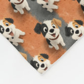 Hunde-Comic-Muster auf Orange – Anpassbar Fleecedecke (Ecke)