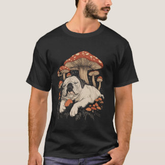 Hunde Cottagecore Englische Bulldogge Süßer Pilz T-Shirt