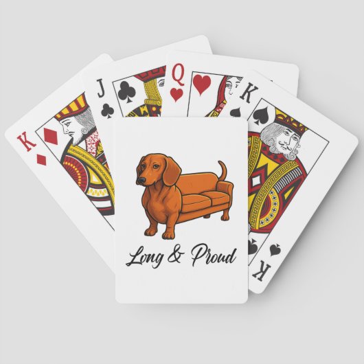 Hunde Dackel Couch lang und stolz Spielkarten (Rückseite)