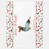 Hunde Dackel Reindeer Hat Weihnachtsfurry Bright Fleecedecke (Vorderseite)