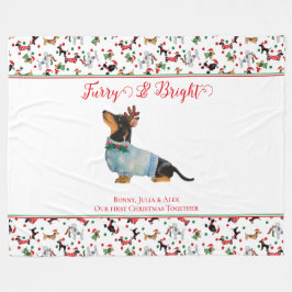 Hunde Dackel Reindeer Hat Weihnachtsfurry Bright Fleecedecke