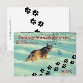 Hunde, die durch den Schnee stürzen - Weihnachtska Einladung (Vorne/Hinten)